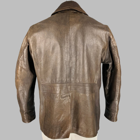 RRL by RALPH LAUREN Size XL Brown Leather Peacoat