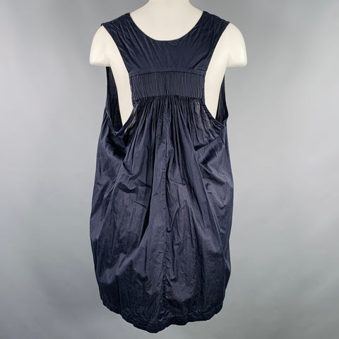 DRIES VAN NOTEN Size 6 Grey Slate Cotton Pleated V-Neck A-Line Casual Top