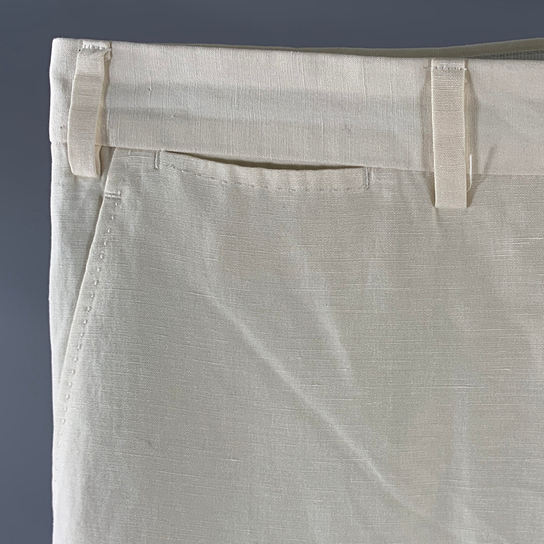 ARMANI COLLEZIONI Size 38 Cream Linen Silk Relaxed Fit Casual Pants