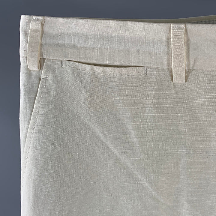 ARMANI COLLEZIONI Size 38 Cream Linen Silk Relaxed Fit Casual Pants