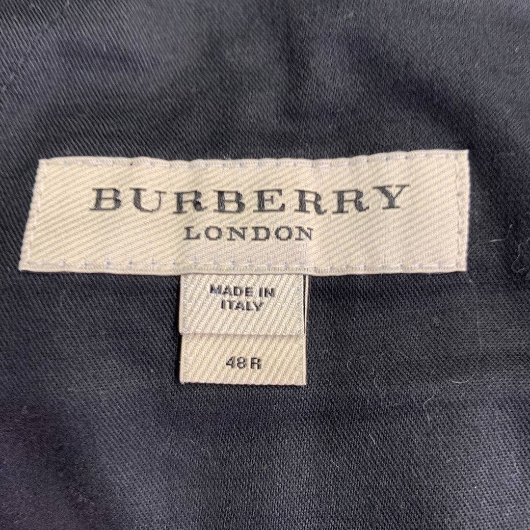 BURBERRY LONDON Size 38 Navy Wool Notch Lapel Flat Front Suit