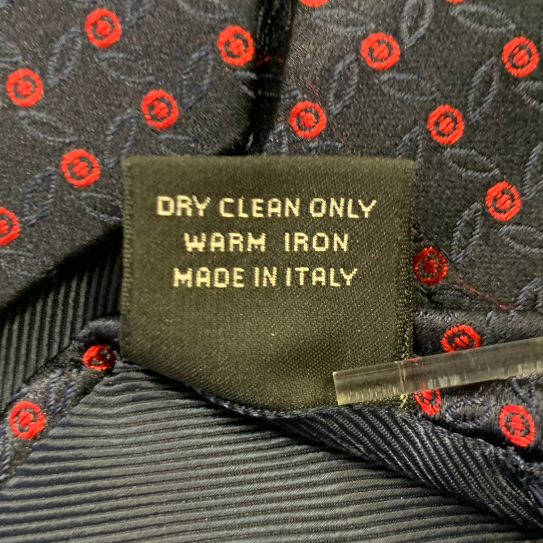 ERMENEGILDO ZEGNA Navy Red Dots Silk Tie