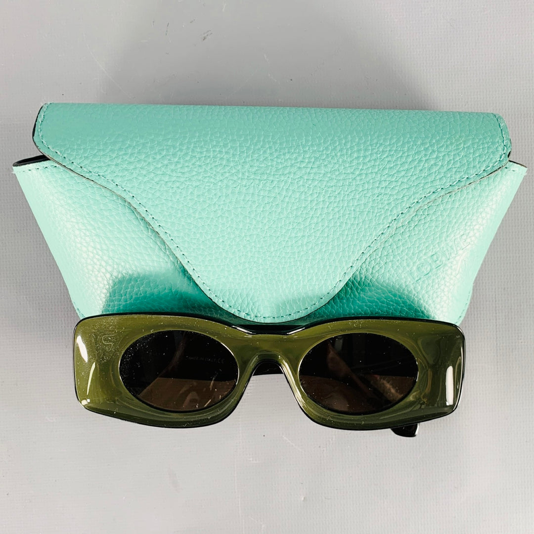 LOEWE x PAULA'S IBIZA Black Dark Green Color Block Acetate Sunglasses