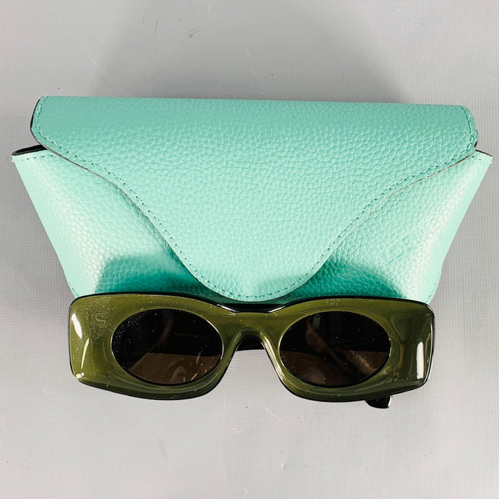 LOEWE x PAULA'S IBIZA Black Dark Green Color Block Acetate Sunglasses