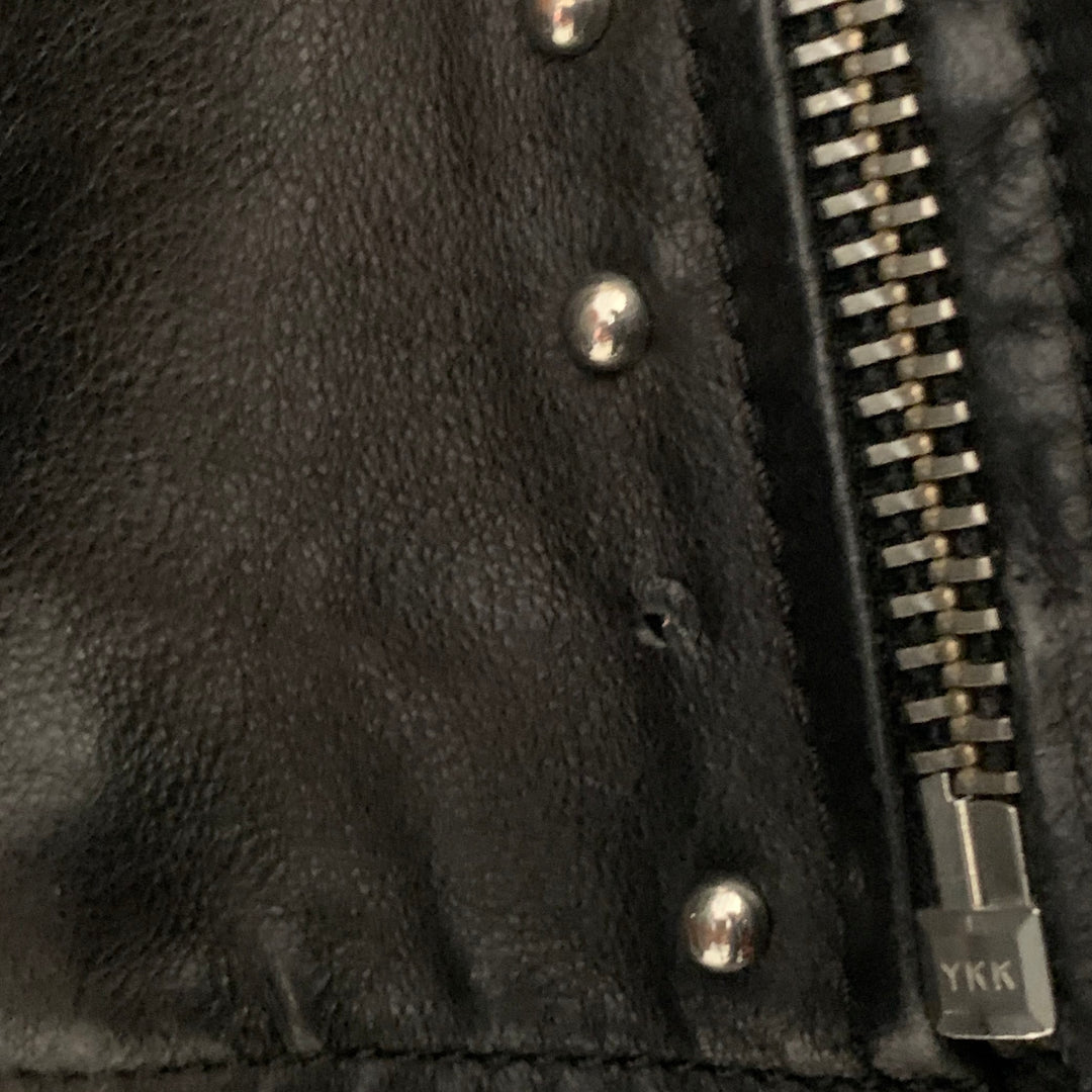 ART COMES FIRST Size XS Black Studded Leather Biker Jacket