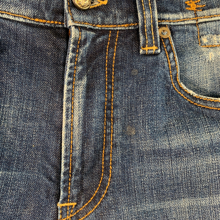 R13 SS15 Size 31 Blue Distressed Cotton Blend Slim Tapered Jeans