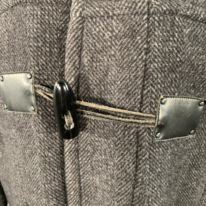 CALVIN KLEIN Size S Black Charcoal Herringbone Toggle Closure Coat