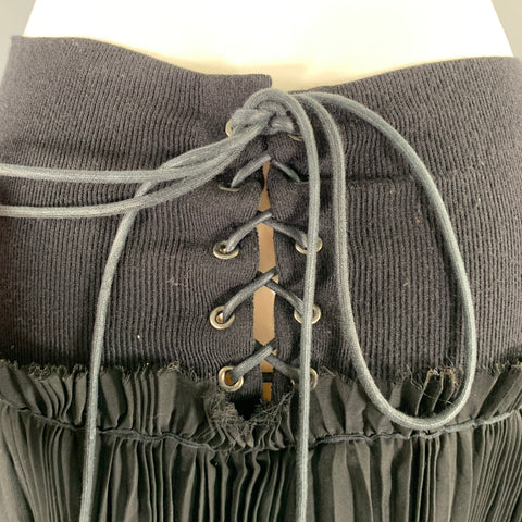 SACAI Size S Black Silk Cashmere Pleated Corset Skirt