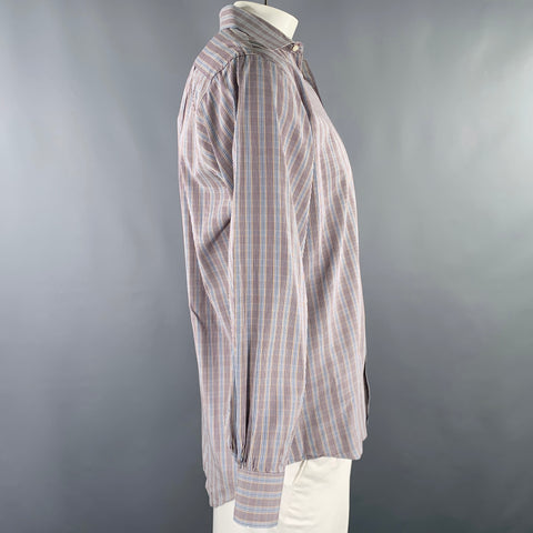 LORENZO UOMO Size XL Multi Color Checkered Cotton Long Sleeve Shirt