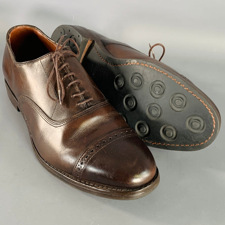 ALLEN EDMONDS Size 11 Fifth Avenue Brown Leather Oxford Cap Toe Lace-Up Shoes