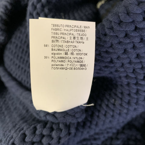 MARNI Size L Navy White & Black Knit Cotton Blend Ribbed Sweater