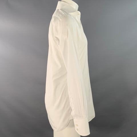 TOM FORD Size S White Cotton Curved Cutaway Long Sleeve Shirt