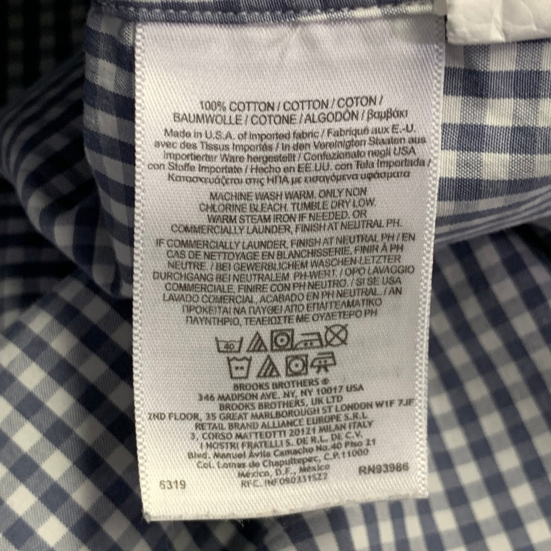 BLACK FLEECE Size S Grey White Gingham Cotton One Pocket Long Sleeve Shirt