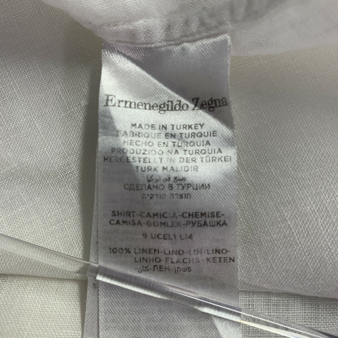 ERMENEGILDO ZEGNA Size XXL White Linen Long Sleeve Shirt