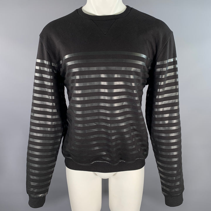 JEAN PAUL GAULTIER Size M Black Stripe Cotton Crew-Neck Pullover