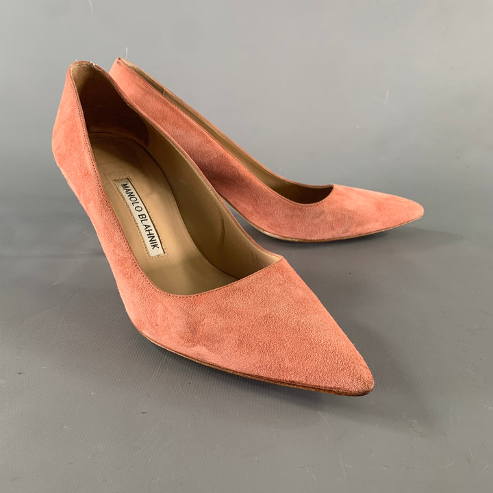 MANOLO BLAHNIK Size 8.5 Pink Suede Pointed Toe Pumps