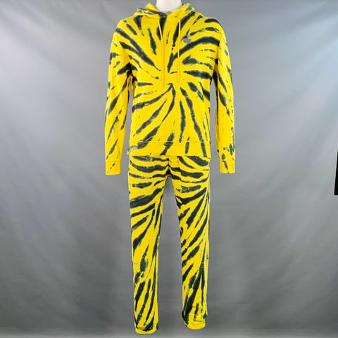ICECREAM Size L Yellow Black Tie Dye Cotton Hoodie Tracksuit