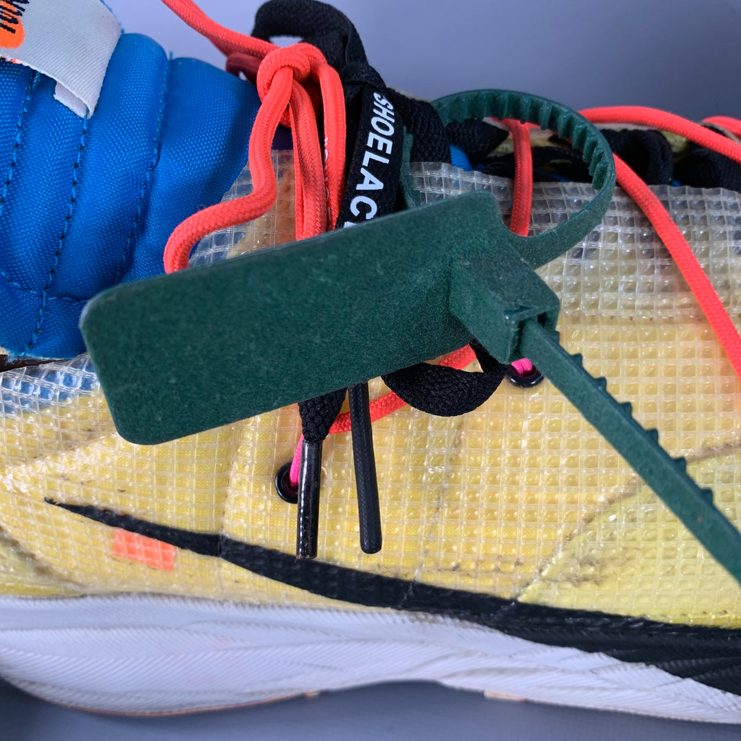 OFF-WHITE x NIKE 2020 Size 15.5 Yellow Blue Color Block Acetate Sneakers