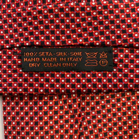DOLCEPUNTA Red Black Polka Dot Foulard Silk Tie