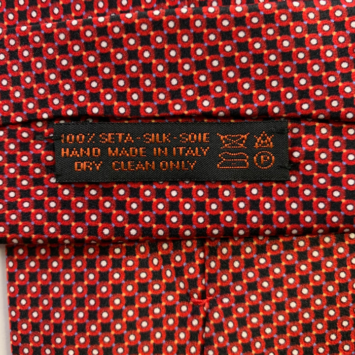 DOLCEPUNTA Red Black Polka Dot Foulard Silk Tie