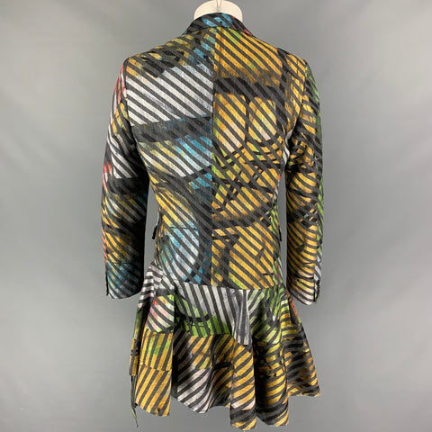COMME des GARCONS HOMME PLUS Size M Multi-Color Stripe Wool Flared Coat