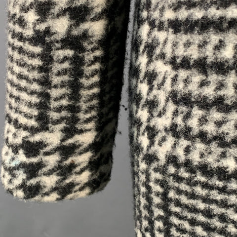 NANETTE LEPORE Size M Grey Black Wool Blend Houndstooth Collarless Coat