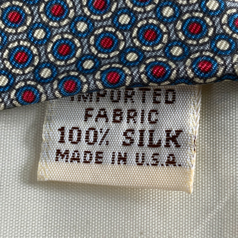 YVES SAINT LAURENT Blue Red Circles Silk Tie