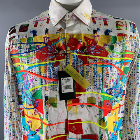 ROBERT GRAHAM Size XXL White Embroidery Cotton Long Sleeve Shirt