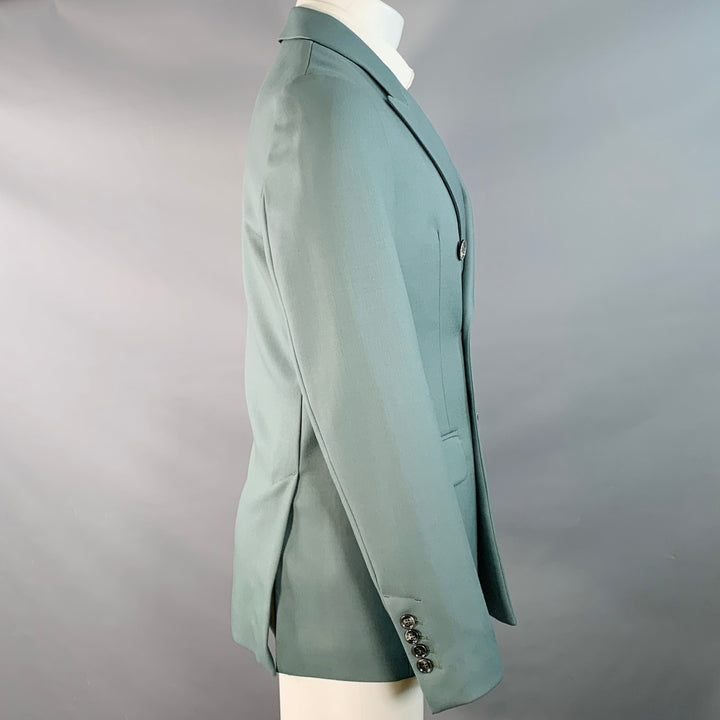 AMI by ALEXANDRE MATTIUSSI Size 36 Teal Wool Twill Double Breasted Sport Coat