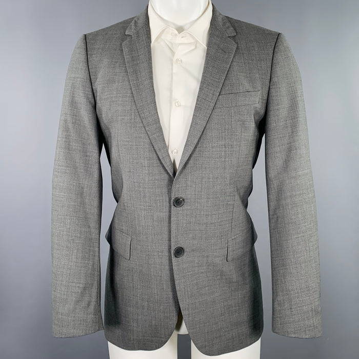 HUGO BOSS Size 38 Grey Virgin Wool Blend Single Breasted Sport Coat