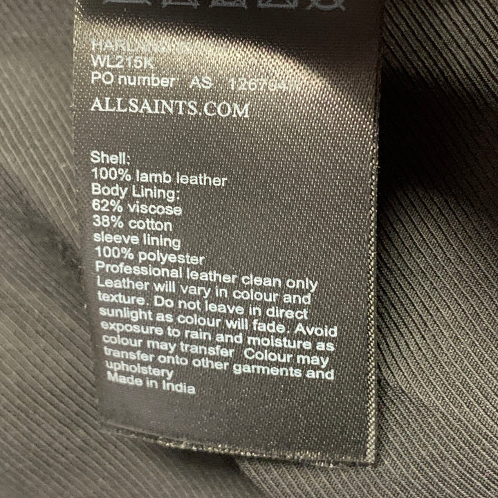 ALLSAINTS Size 0 Harland Burgundy Lambskin Leather Biker Jacket