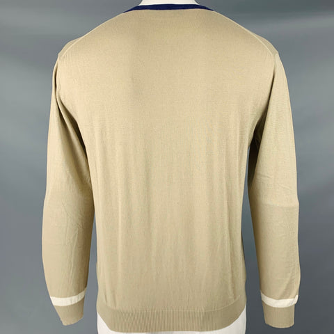 ETRO Jersey de cuello redondo de cachemira de algodón de punto caqui talla XXL