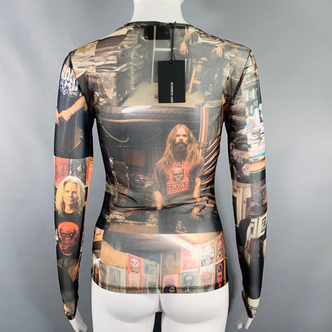 PUPPETS & PUPPETS Size S Metal Friends Black Multi Color Polyester Blend Print Casual Top