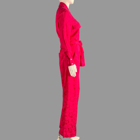 STAUD Size XS Pink Viscose Rayon Jacquard Ballon Overalls & Jumpsuits