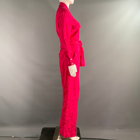 STAUD Size XS Pink Viscose Rayon Jacquard Ballon Overalls & Jumpsuits