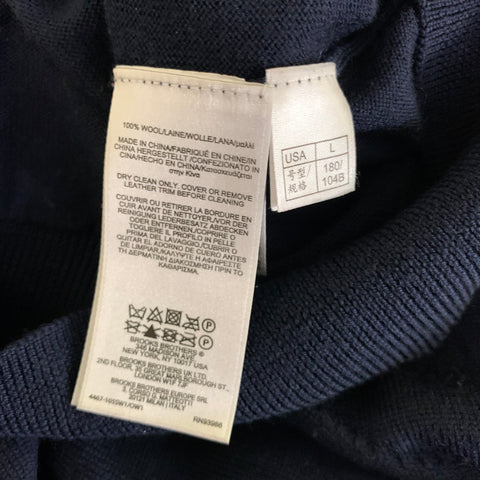 Pull en Laine Tricoté avec Col Zippé Brooks Brothers Taille L Bleu Marine