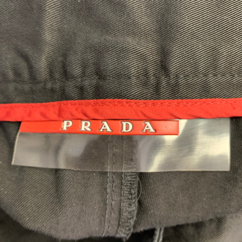 PRADA Size 32 Black Twill Cotton Flat Front Slim Straight Casual Pants