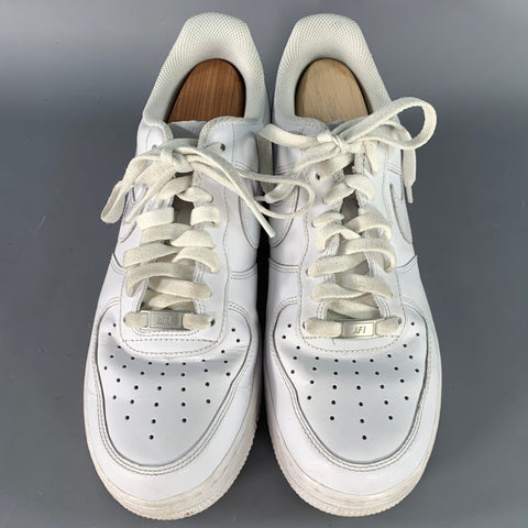NIKE Size 10 White Leather Rubber Sole Platform Sneakers