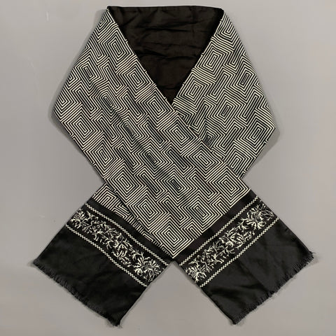 HAIDER ACKERMANN Black White Geometric Silk Scarves
