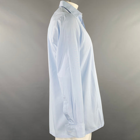 CHARVET Size L Light Blue Cotton Spread Collar Long Sleeve Shirt