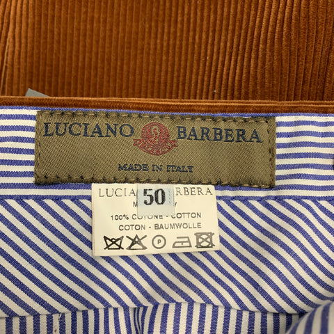 LUCIANO BARBERA Size 34 Rust Orange Corduroy Cotton Cuffed Casual Pants