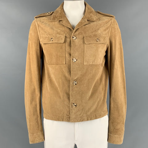 SPURR Size L Camel Suede Epaulettes Jacket