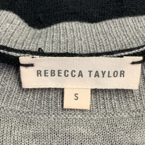 REBECCA TAYLOR Size S Grey Black White Nylon Blend Mixed Fabrics Casual Top