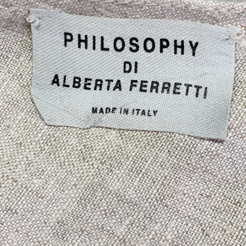 PHILOSOPHY di ALBERTA FERRETTI Size 4 Beige Oatmeal Linen Tank Belted Casual Top