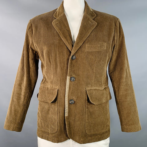 RRL by RALPH LAUREN Size XL Brown Corduroy Cotton Suede Trim Notch Lapel Jacket