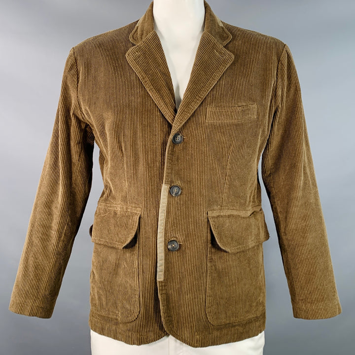 RRL by RALPH LAUREN Size XL Brown Corduroy Cotton Suede Trim Notch Lapel Jacket