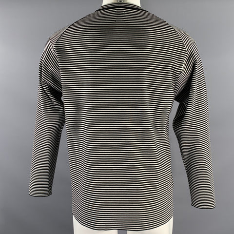 BATONER Size S Black White Stripe Wool Pullover
