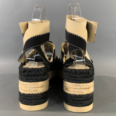 STELLA McCARTNEY Size 6 Black Tan Cotton Espadrille Sandals