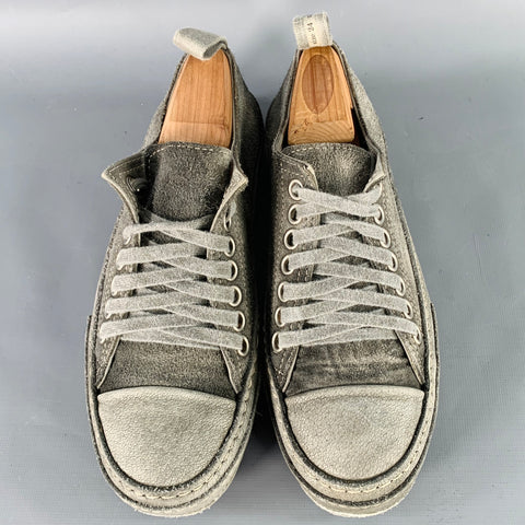 VOLGA VOLGA Size 7 Grey Distressed Suede Low Top Rubber Sole Sneakers