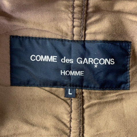 COMME des GARCONS HOMME Size L Brown Distressed Cotton Peak Lapel Jacket